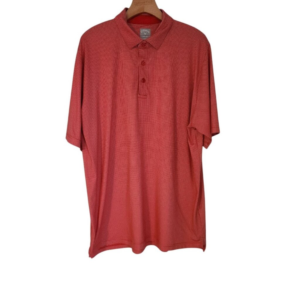 Callaway Golf Opti Dri Polo Shirt Red White Polka Dot Mens Large‎ EUC